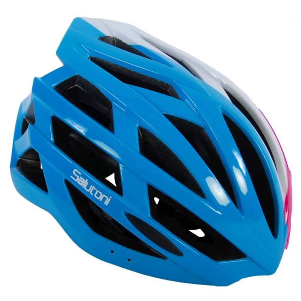 Salutoni Dames Fietshelm Blauw Wit Roze 58-61 cm