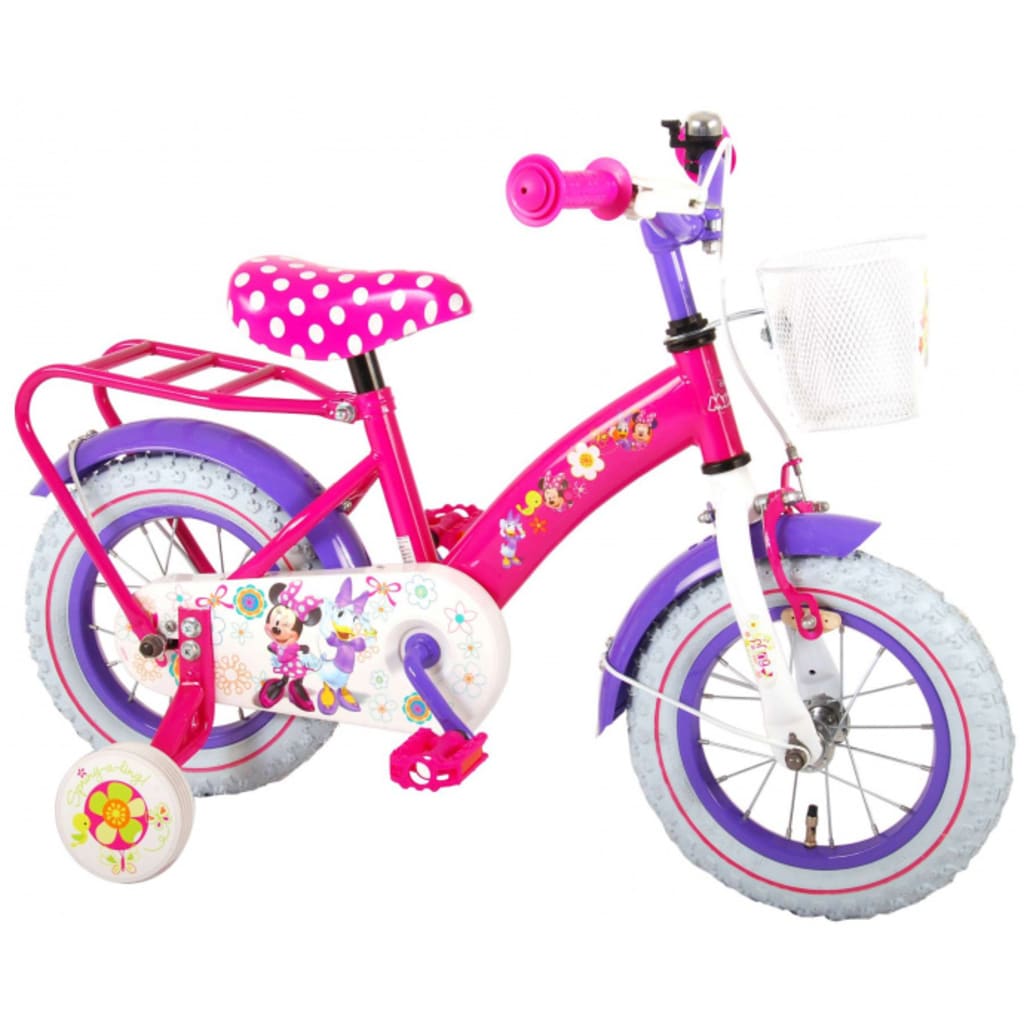 Disney Minnie Bow-Tique Kinderfiets - Meisjes - 12 inch - Roze Wit - 95% afgemonteerd