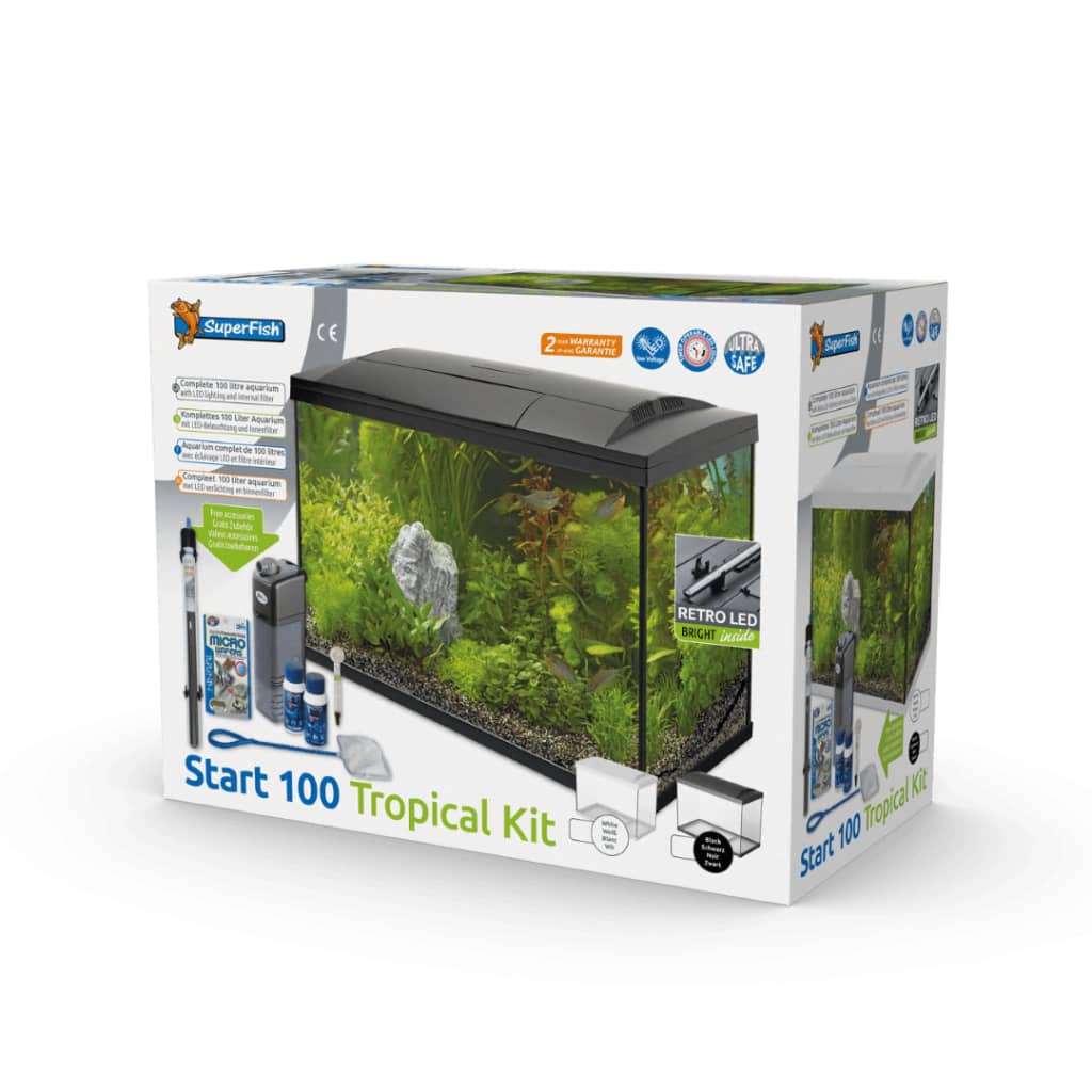 Afbeelding SuperFish - Start 100 Tropical Kit Zwart door Vidaxl.nl