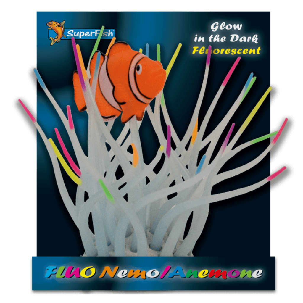 Afbeelding Superfish Fluo Annemoon Met Vis - Aquarium - Ornament - 12x9x13 cm Wit Oranje door Vidaxl.nl