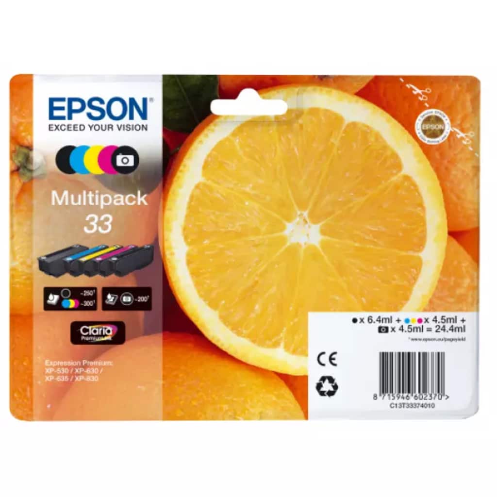 Epson C13T33374011 Zwart, Cyaan, Magenta, Foto zwart, Geel inktcartridge
