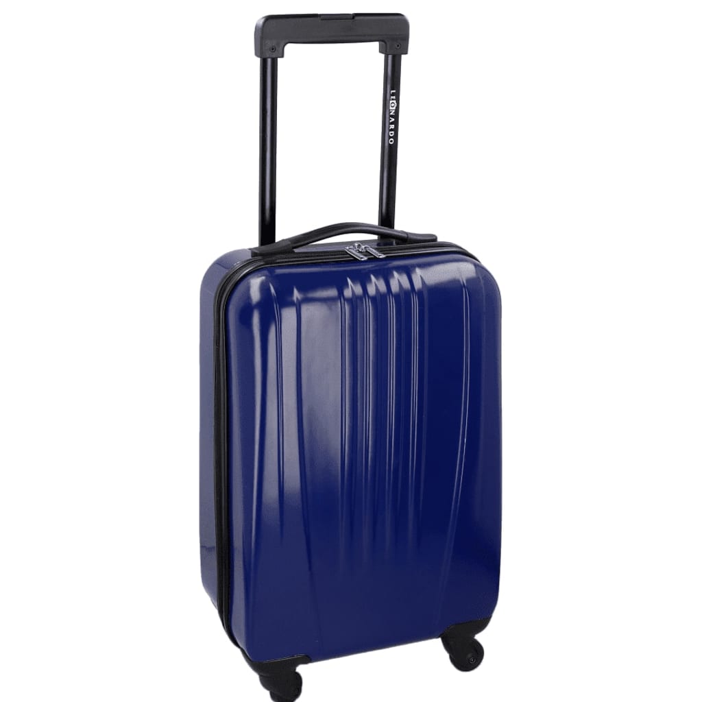 Leonardo Trolley Polycarbonat - Luxe handbagage Blauw 53x32x19,5 cm