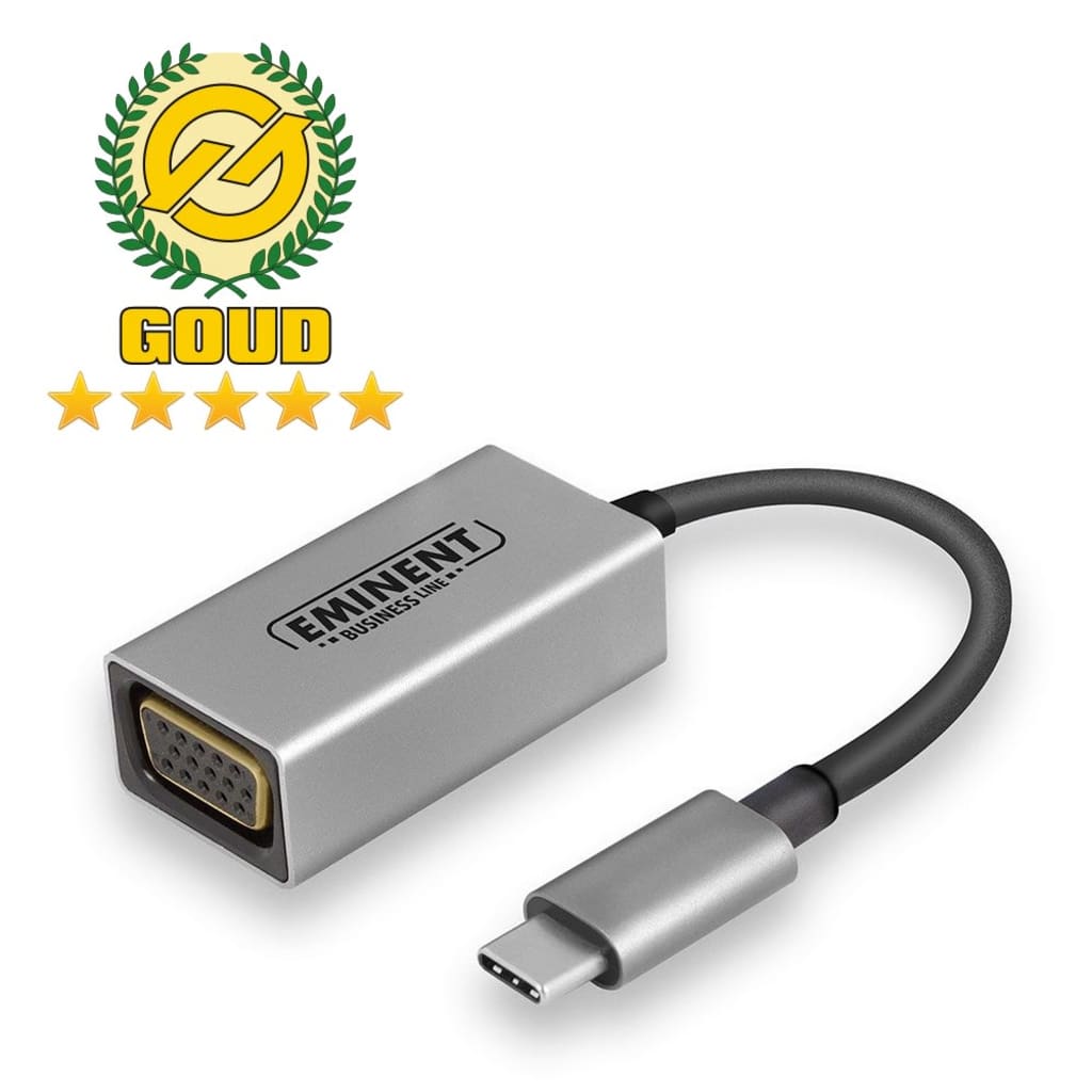 Eminent AB7871 USB Type-C VGA Aluminium, Zwart kabeladapter/verloopstukje