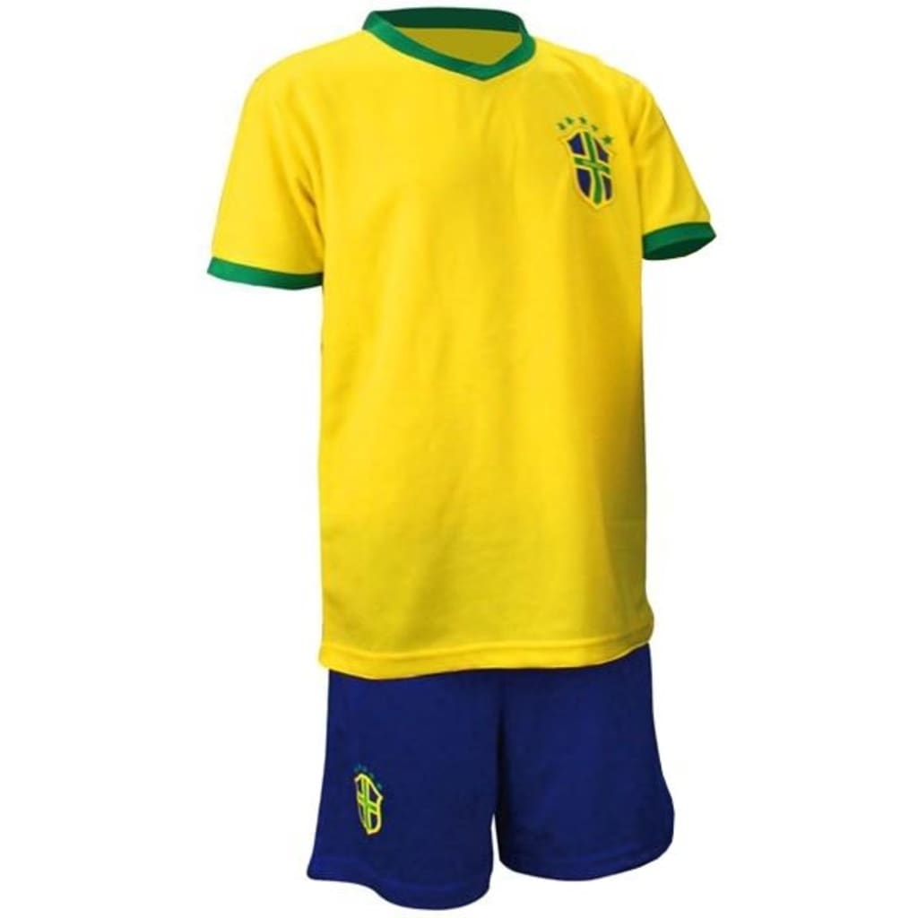 Brazilië Voetbalset Supporter Junior Geel/Blauw Maat 104
