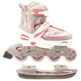 Nijdam Inline Combo Ice Skates 31-34 White/Silver/Pink 52SZ