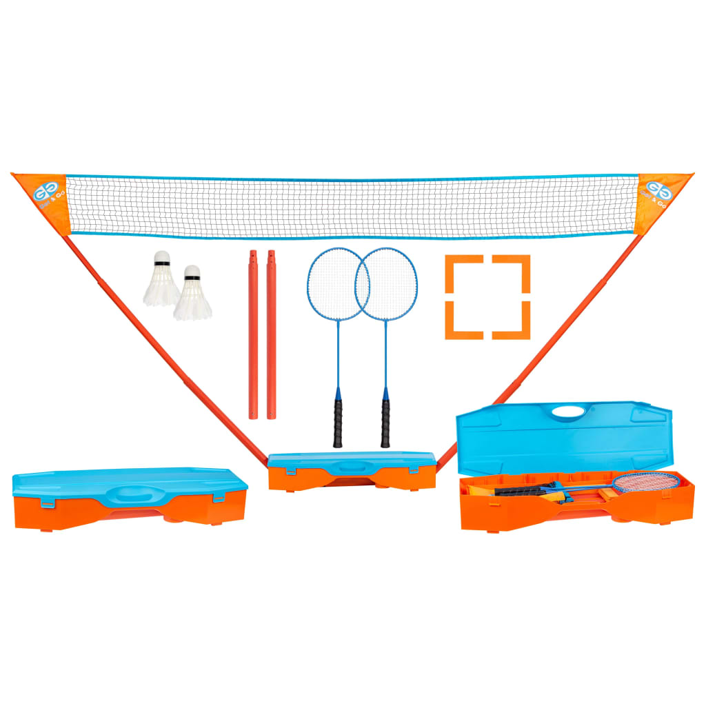 Get & Go Set de jocuri de badminton instant, albastru și portocaliu