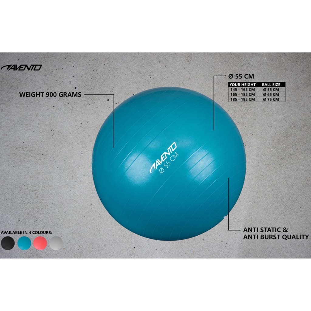 Avento Fitnessball diameter 55 cm svart