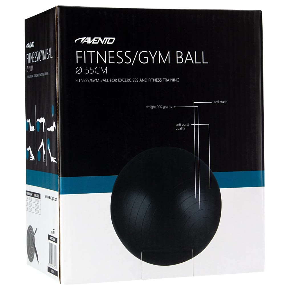 Avento Fitness/gymnastický míč průměr 55 cm černý