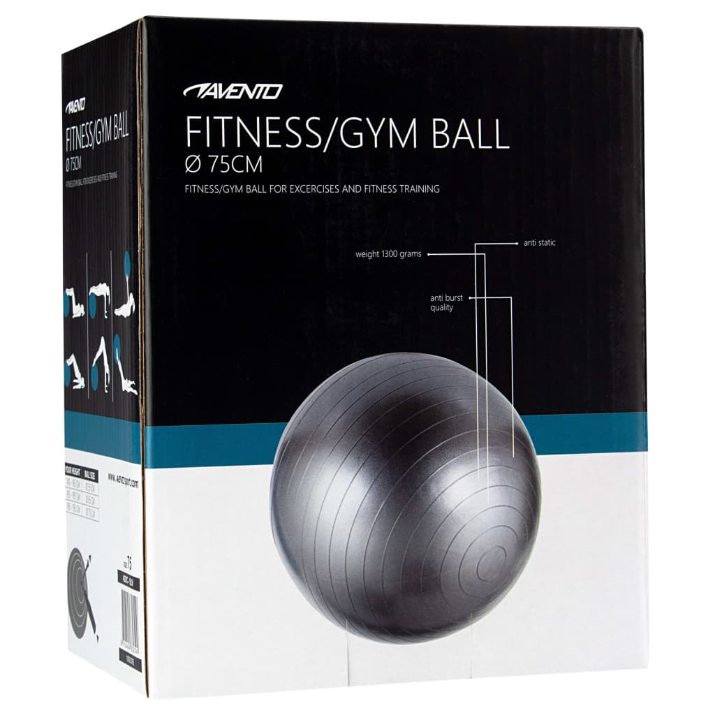 Avento Fitness-/Gymnastikball Durchm. 75 cm Silbern
