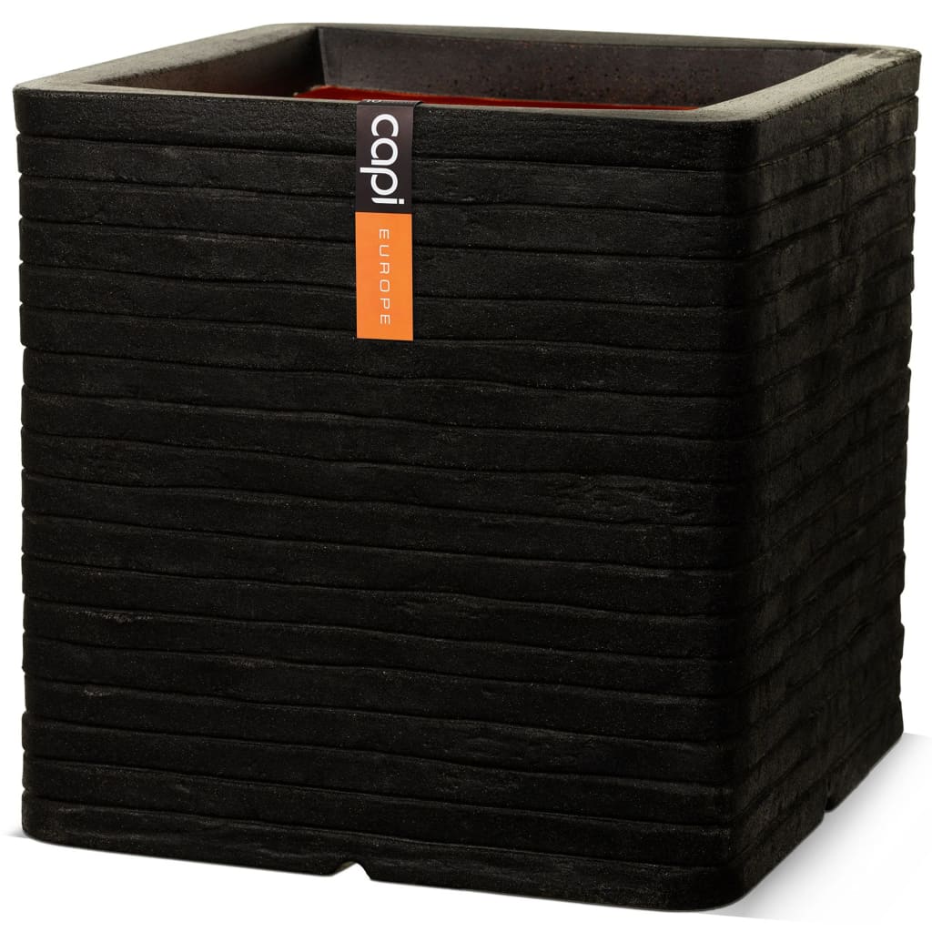 Capi Blumentopf Nature Row Quadratisch 40×40 cm Schwarz KBLRO903