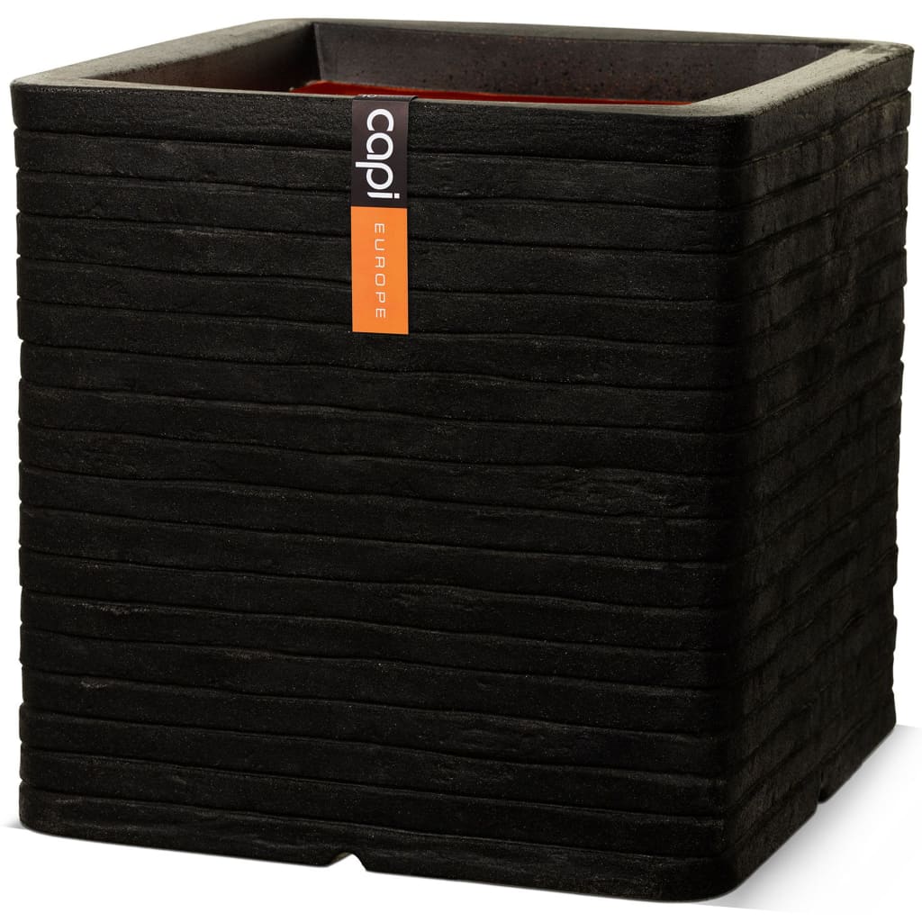 Capi Blumentopf Nature Row Quadratisch 30x30 cm Schwarz KBLRO902