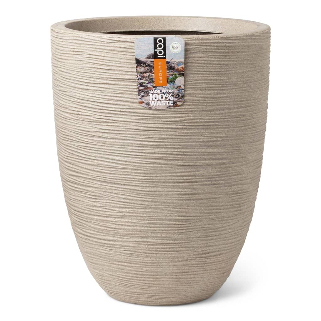 Capi Vase Waste Rib Elegant Niedrig 46x58 cm Terrazzo Beige