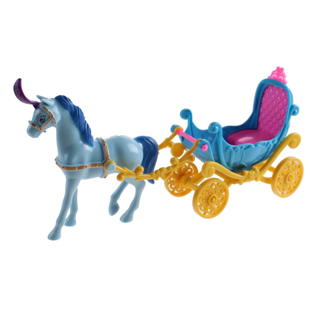 Jonotoys paard met koets Fashion Carriage 23 cm blauw