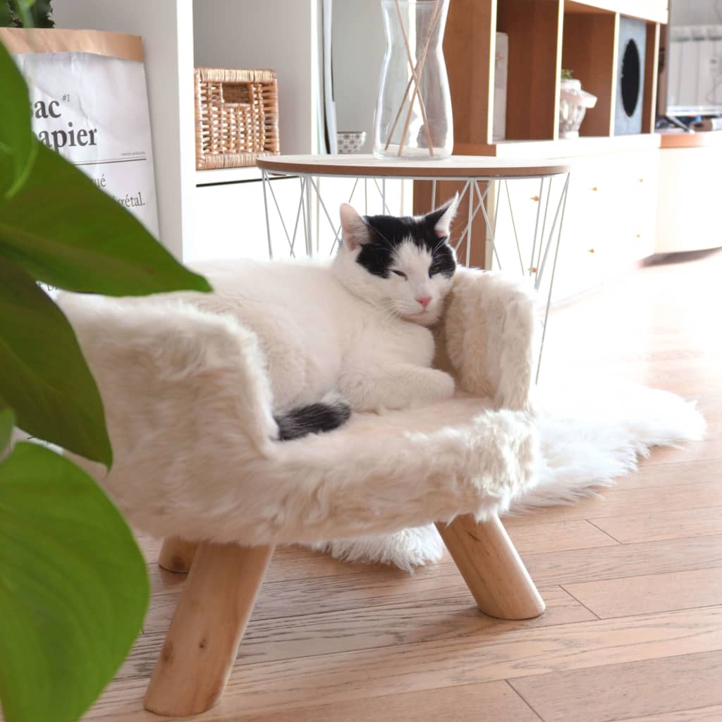 Pat de pisici plușat NORDIC, alb crem