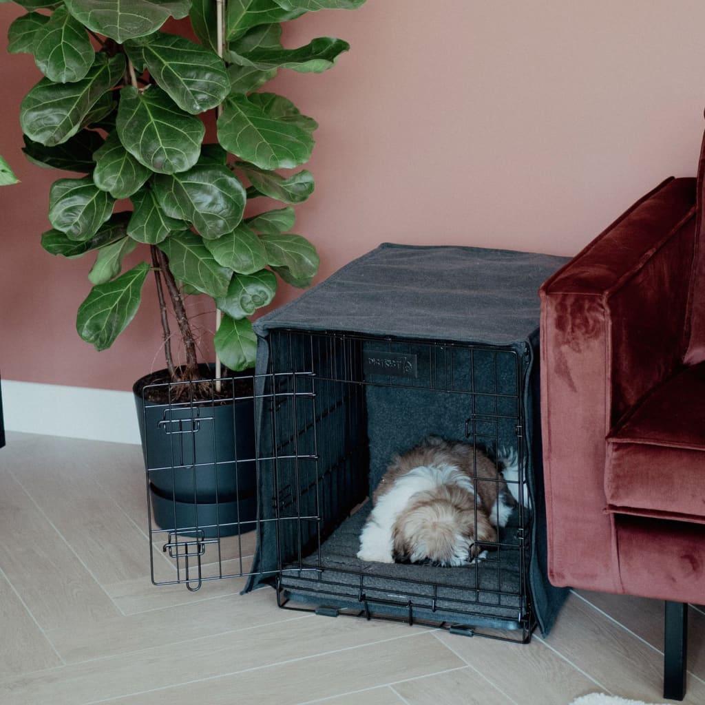 DISTRICT70 Couverture de cage pour chien Gris foncé S