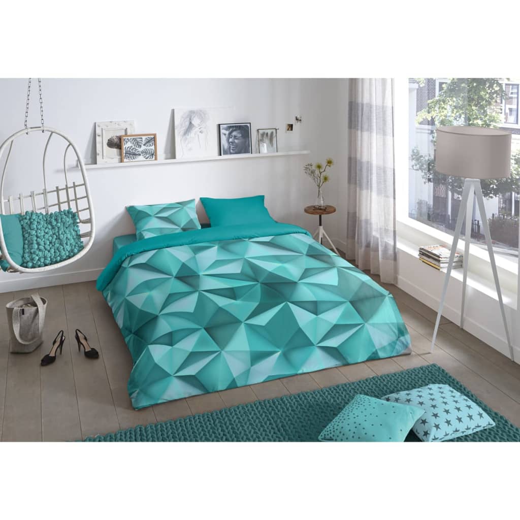 

Good Morning Dekbedovertrek 5568-A Geo 200x200/220 cm aqua