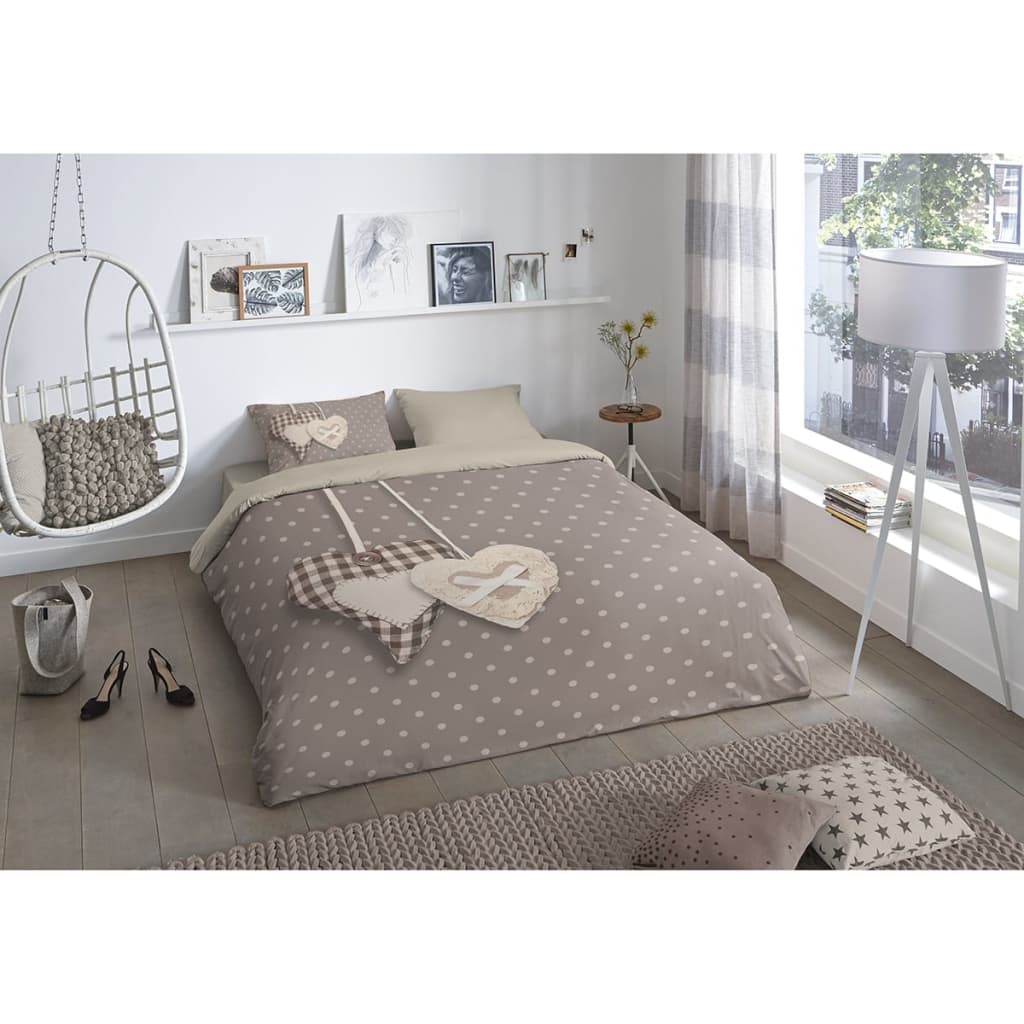 

Good Morning Dekbedovertrek 5785-P Hearts 140x200/220 cm taupe