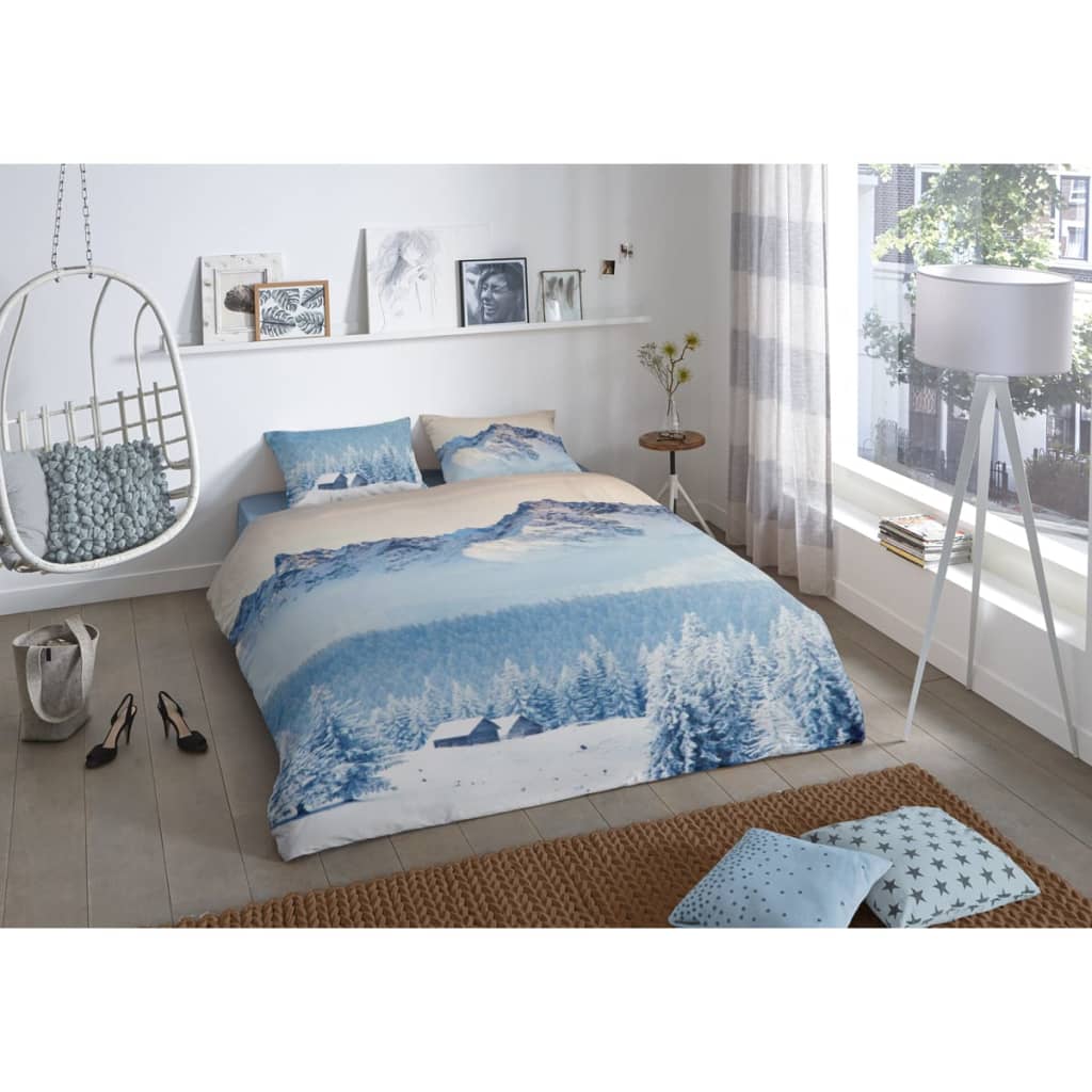 

Good Morning Dekbedovertrek 5661-P MOUNTAINS 200x200/220 cm blauw