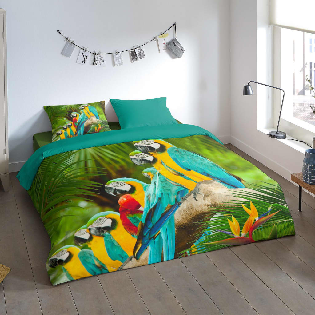 VidaXL - Pure Dekbedovertrek 6042-M Parrots 240x200/220 cm meerkleurig