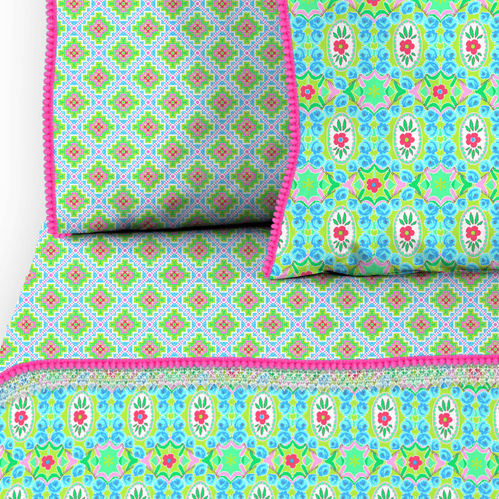 

Happiness Dekbedovertrek ZOSIA 200x200 cm limegroen