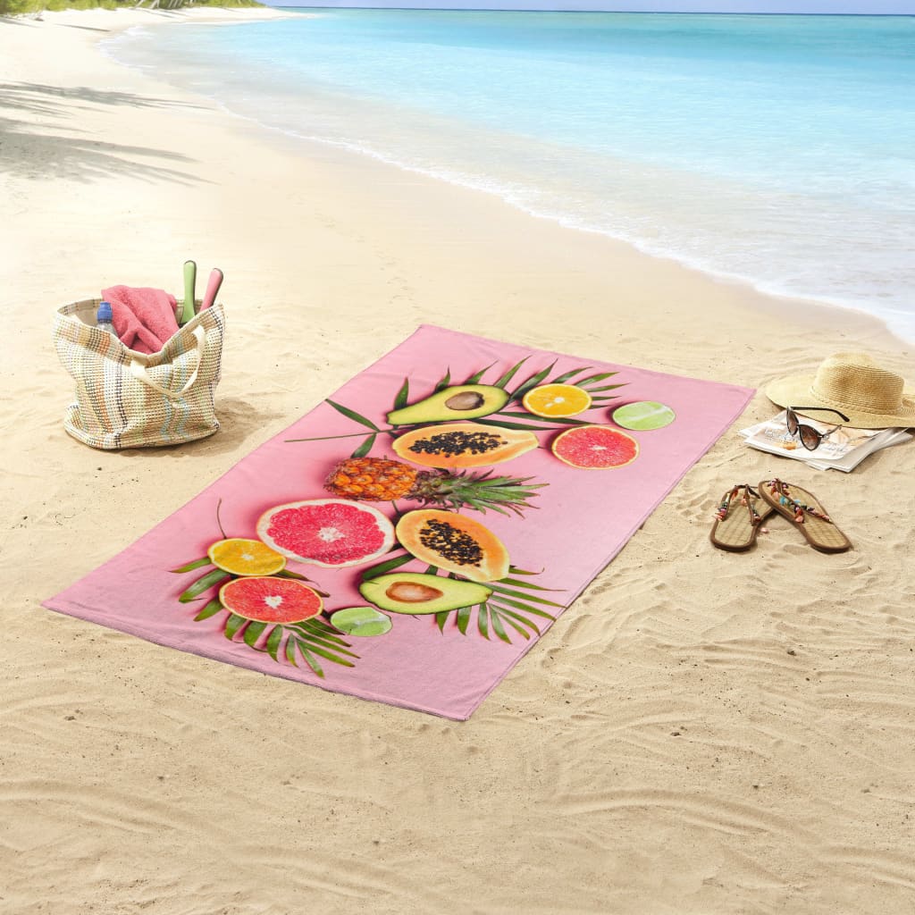

Good Morning Strandlaken PINK FRUITS 75x150 cm roze