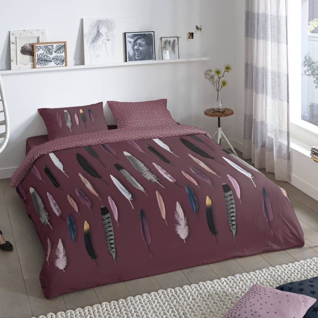 Good Morning Housse de couette FEATHERS 140x200/220 cm Bordeaux
