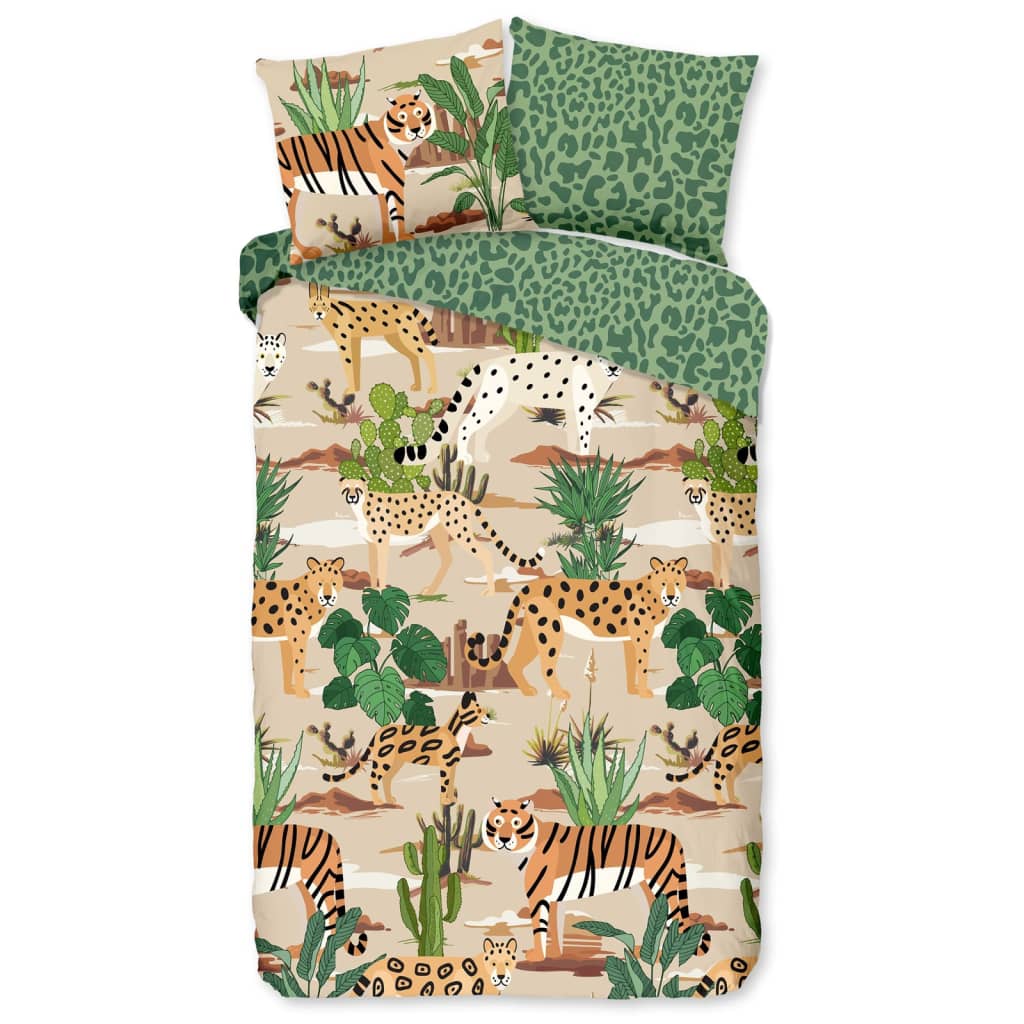 Good Morning Copripiumino Bambini FELINES 140×200/220cm Sabbia e Verde