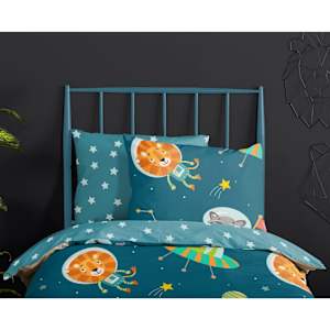 Good Morning Kinderdekbedovertrek SPACY 140x200/220 cm petrolblauw