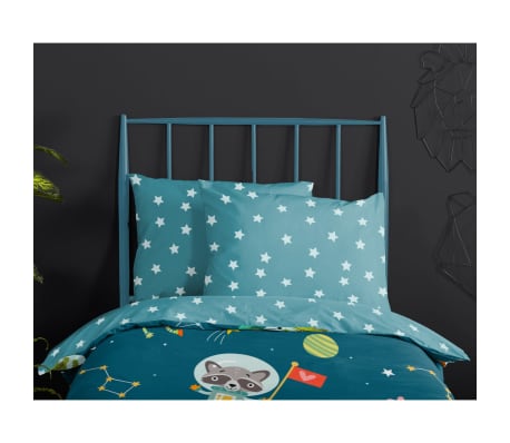 Good Morning Housse de couette enfant SPACY 120x150 cm Bleu pétrole