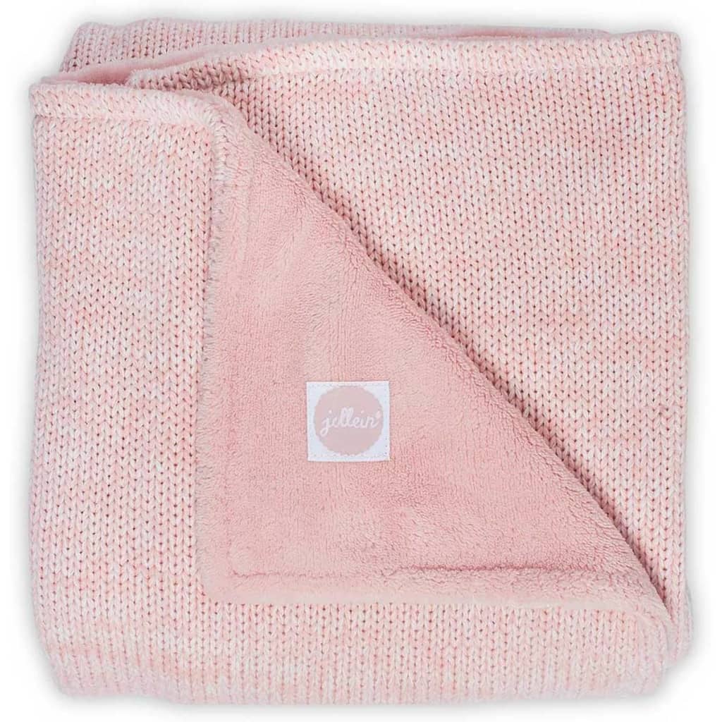 Jollein Melange knit Deken 100x150cm soft pink/coral fleece