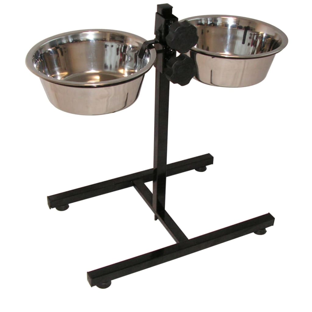 

@Pet Dubbele voer/waterbak met standaard 8 L zwart 17228