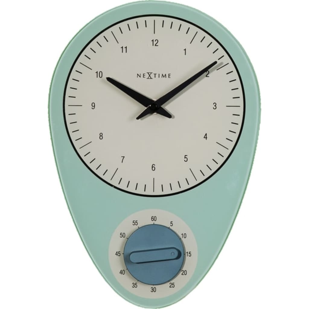 Nextime Wandklok 28x19cm 'Hans', blauw met timer