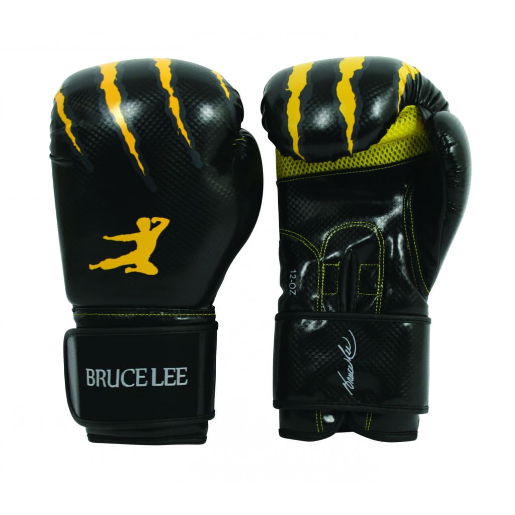 Bruce Lee bokshandschoenen Signature zwart/geel maat 16Oz