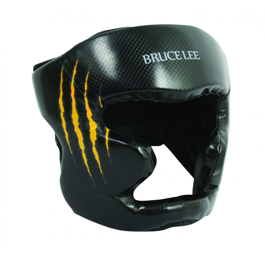 Bruce Lee hoofdbeschermer Signature zwart/geel maat S/M