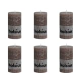 Bolsius rustikk kubbelys 130 x 68 mm taupe 6 stk