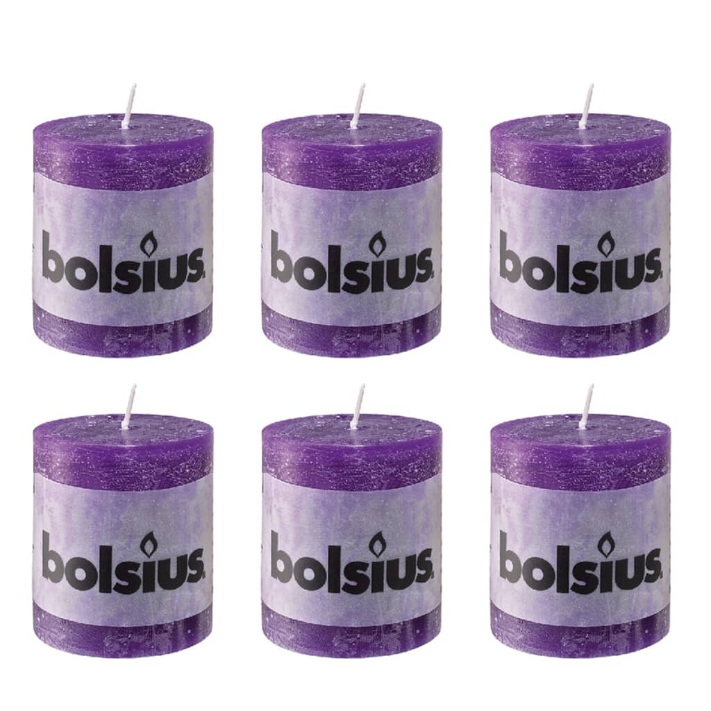 Bolsius Rustiikki Pilarikynttilä 80 x 68 mm Purppura 6 kpl