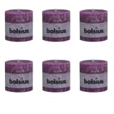 Bolsius Velas rústicas cilíndricas 6 pcs 100x100 mm roxo
