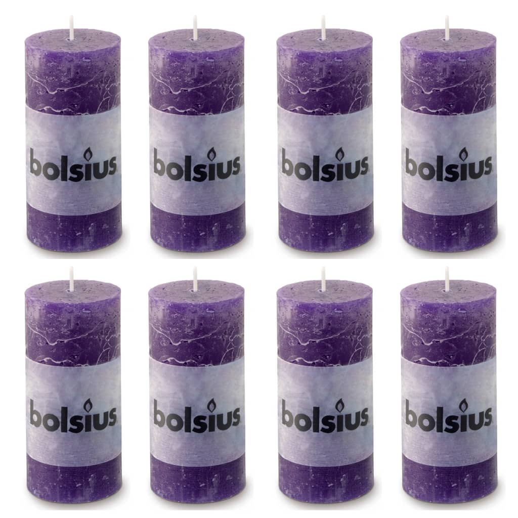 Bolsius Lumânări bloc rustice, 8 buc., violet, 100 x 50 mm poza 2021 Bolsius