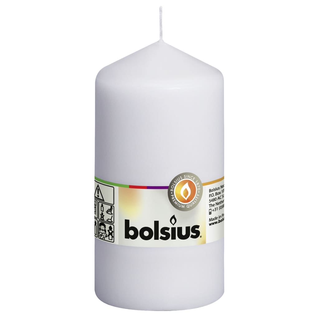 Bolsius Bougies pilier 8 pcs 130x68 mm Blanc