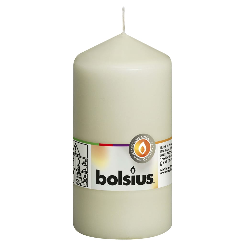 Bolsius Pillar Candles 8 pcs 130x68 mm Ivory