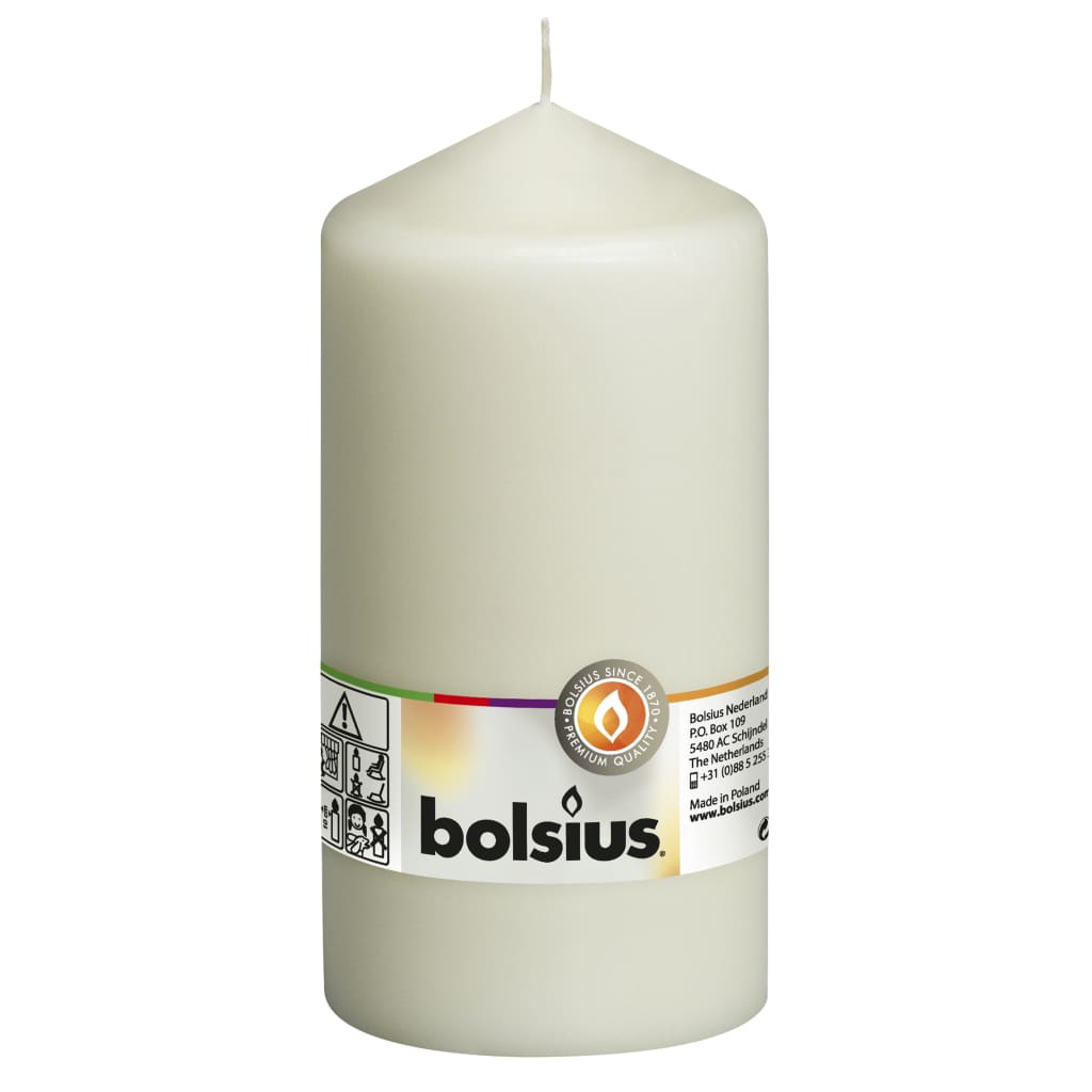 Bolsius Pillar Candles 8 pcs 150x78 mm Ivory