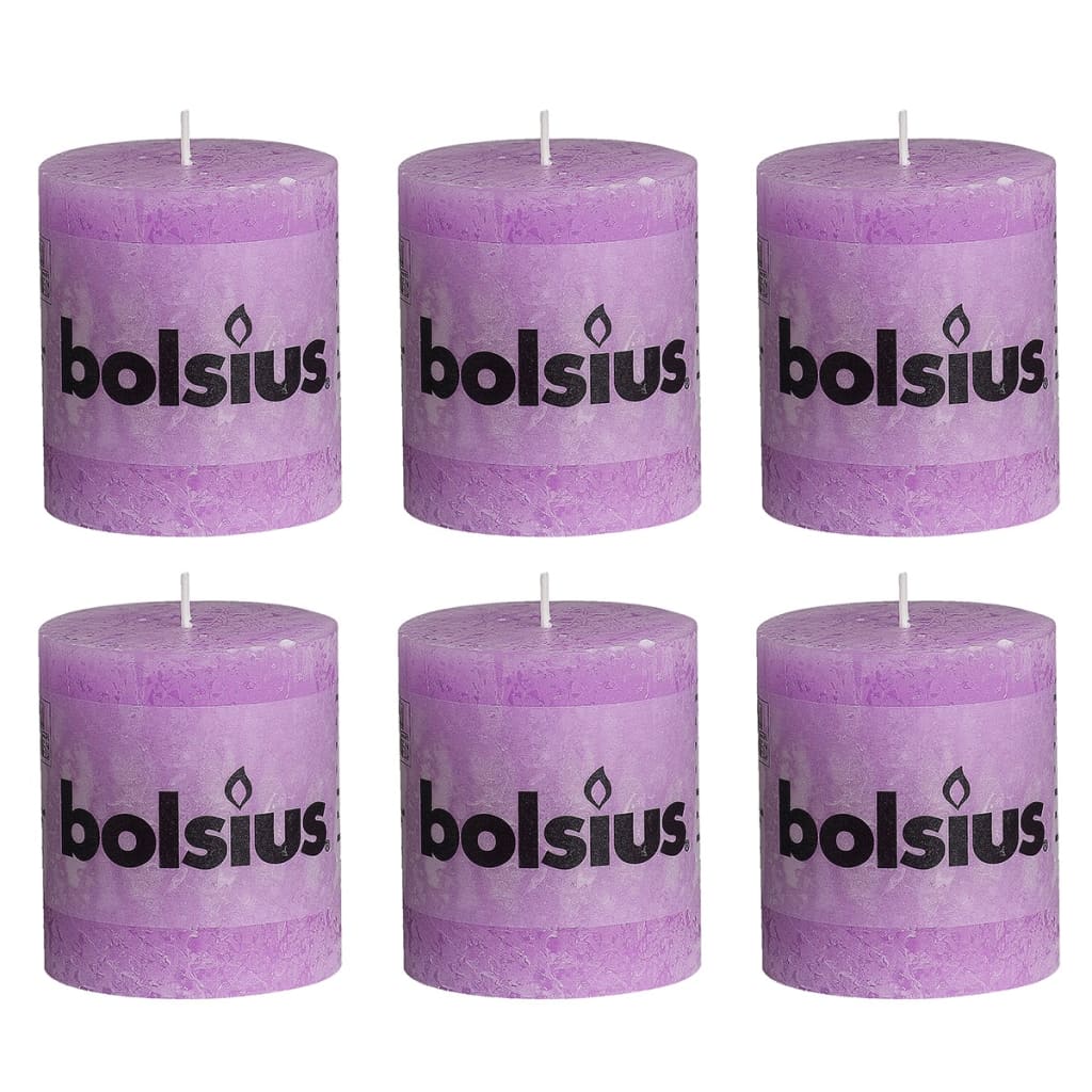 Bolsius Rustiikki Pilarikynttilä 80 x 68 mm Violetti 6 kpl