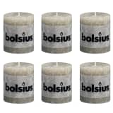 Lot de 6 bougies 80 x 68 mm gris Bolsius
