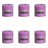 Bolsius Velas rústicas cilíndricas 6 pcs 100x100 mm violeta