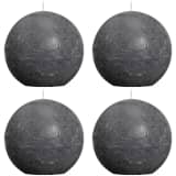 4 db Bolsius rusztikus gömbgyertya szett 100 mm grafitszürke