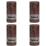 Bolsius bougie cylindre rustique 4 pièces 200 x 100 mm en brun foncé