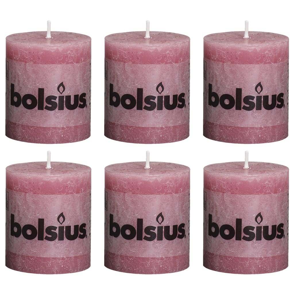 Bolsius Pilarikynttilät 6 kpl rustiikkinen 80×68 mm vanha pinkki