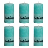 Bolsius Velas rústicas cilíndricas 6 pcs 130x68 mm azul oceano