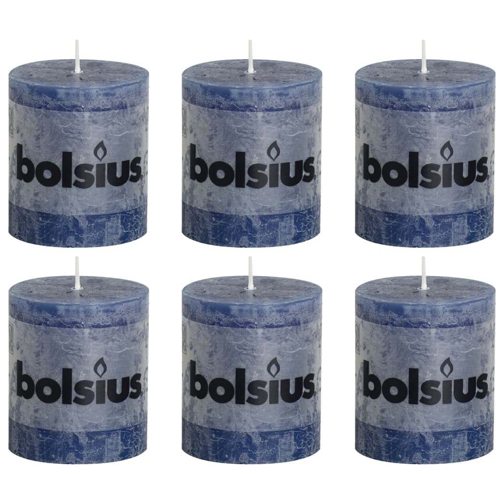 Bolsius Lumânări bloc rustice, 6 buc., albastru închis, 80 x 68 mm imagine vidaxl.ro