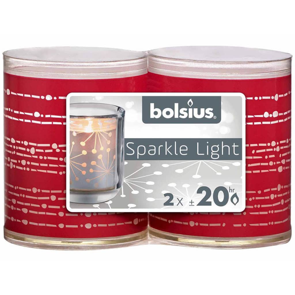 Bolsius 6 st Sparkle Lights Ribbon rood 103622396741